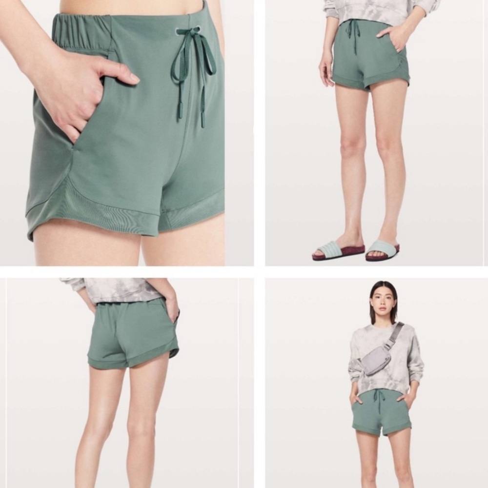 Lululemon Womens Sunsetting Shorts 3" Sz 4 Juniper Green Luxtreme Athleisure